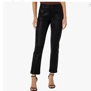 PAIGE Mayslie Straight Ankle in Black Fog Luxe Coating Size 30 High Rise Stretch